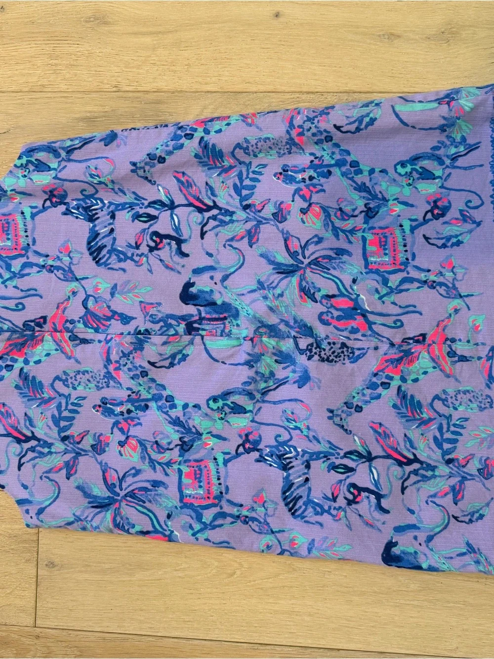 Lilly Pulitzer Purple Floral & Animal Print Sleeveless Dress with Bead Trim